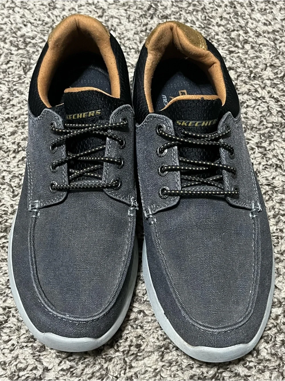 Skechers Men’s Relaxed Fit: Elent Mosen Boat Shoes Charcoal Lace-Up Slip-On